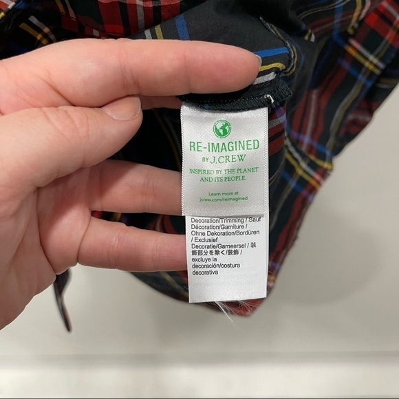 J. Crew Velvet-Trimmed V-Neck Tunic In Black Stewart Tartan Size XS Holiday - Picture 10 of 13